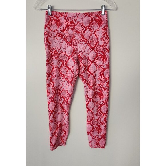 Fabletics High Waist PowerHold 7/8 Leggings Pink Snakeskin Print Small NEW - Picture 2 of 11